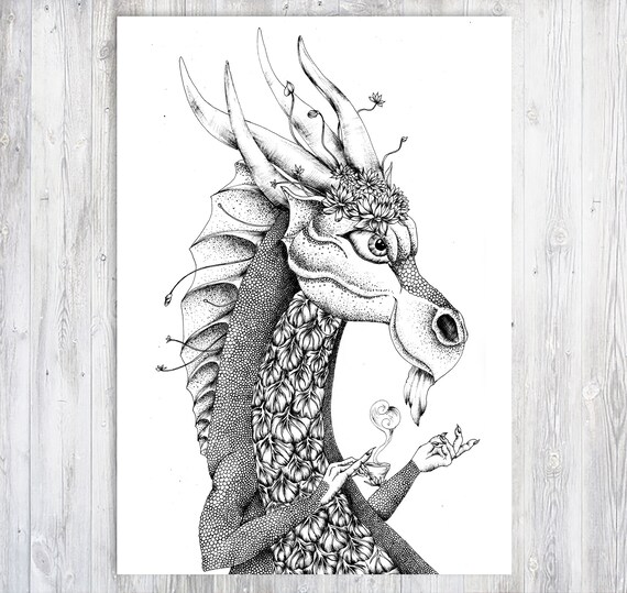dragon coloring printable coloring coloring page adult etsy