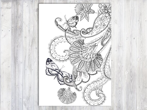 Download Printable Botanical Coloring Page Instant Download Etsy