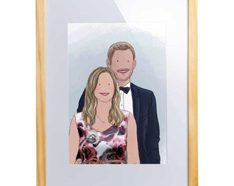 Personalized Digital Portrait / Illustration Couple Print Gift