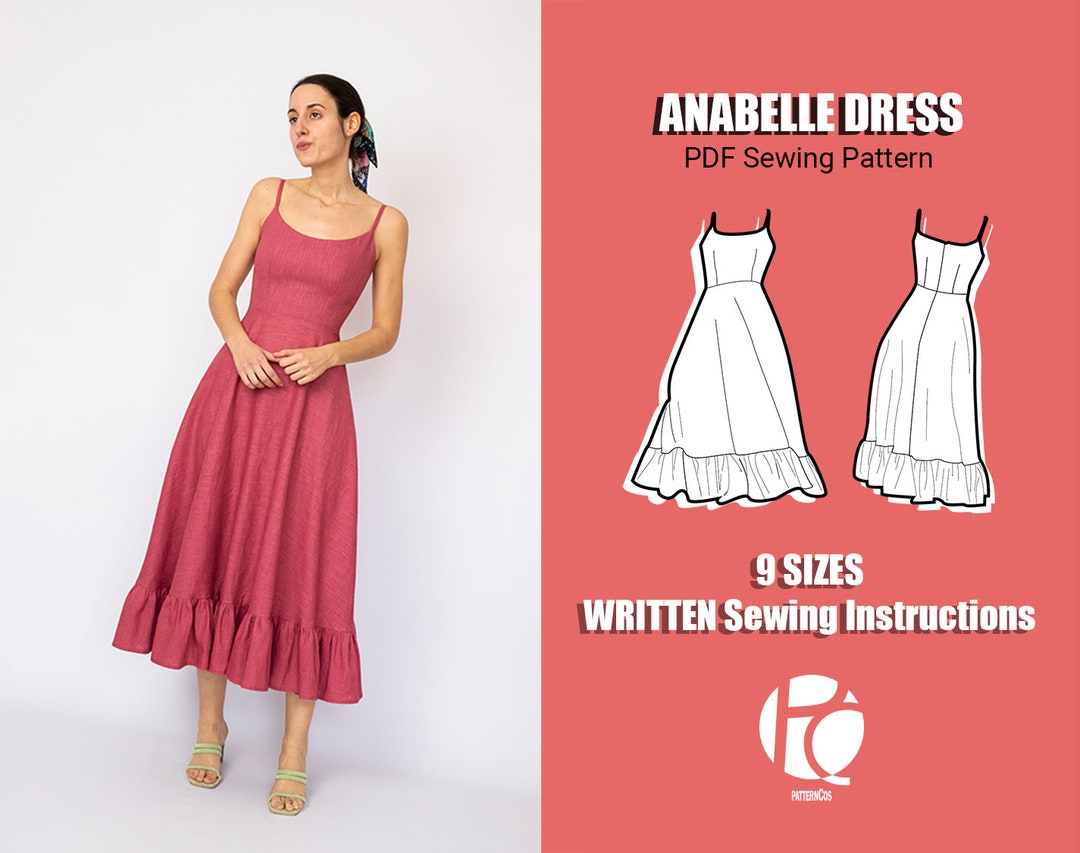 Basic Midi Dress Pattern Circular Skirt Pattern for Women Easy Wedding Midi Dress Sewing Pattern 9 SIZES PDF Sewing Pattern