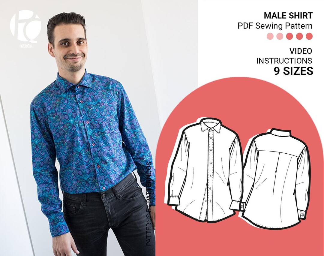 Customed Fit Male Shirt Sewing Pattern | Classic Buttoned Shirt Pattern ...