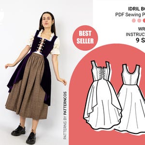 Corset sewing pattern | Renaissance stay bodice pattern to be a witch | Pirate bodice pattern for women | 9 SIZES | PDF Sewing pattern