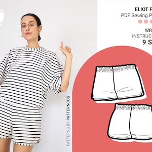 Basic sport shorts sewing pattern | Easy elastic-waistband trousers pattern  | Tracksuit pants pattern  | 9 SIZES | PDF Sewing pattern