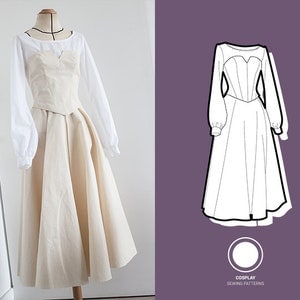 Medieval Dress - Kirtle, Cotehardie, Gothic Fitted Gown, 14th century SCA  garb - PDF Tutorial - Pattern Drafting and Sewing