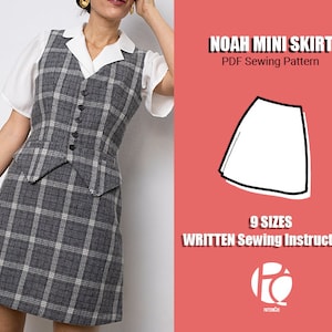 Summer mini skirt pattern | Cute A line skirt pattern | Easy skirt sewing pattern for women | Flared skirt | 9 SIZES | PDF Sewing pattern