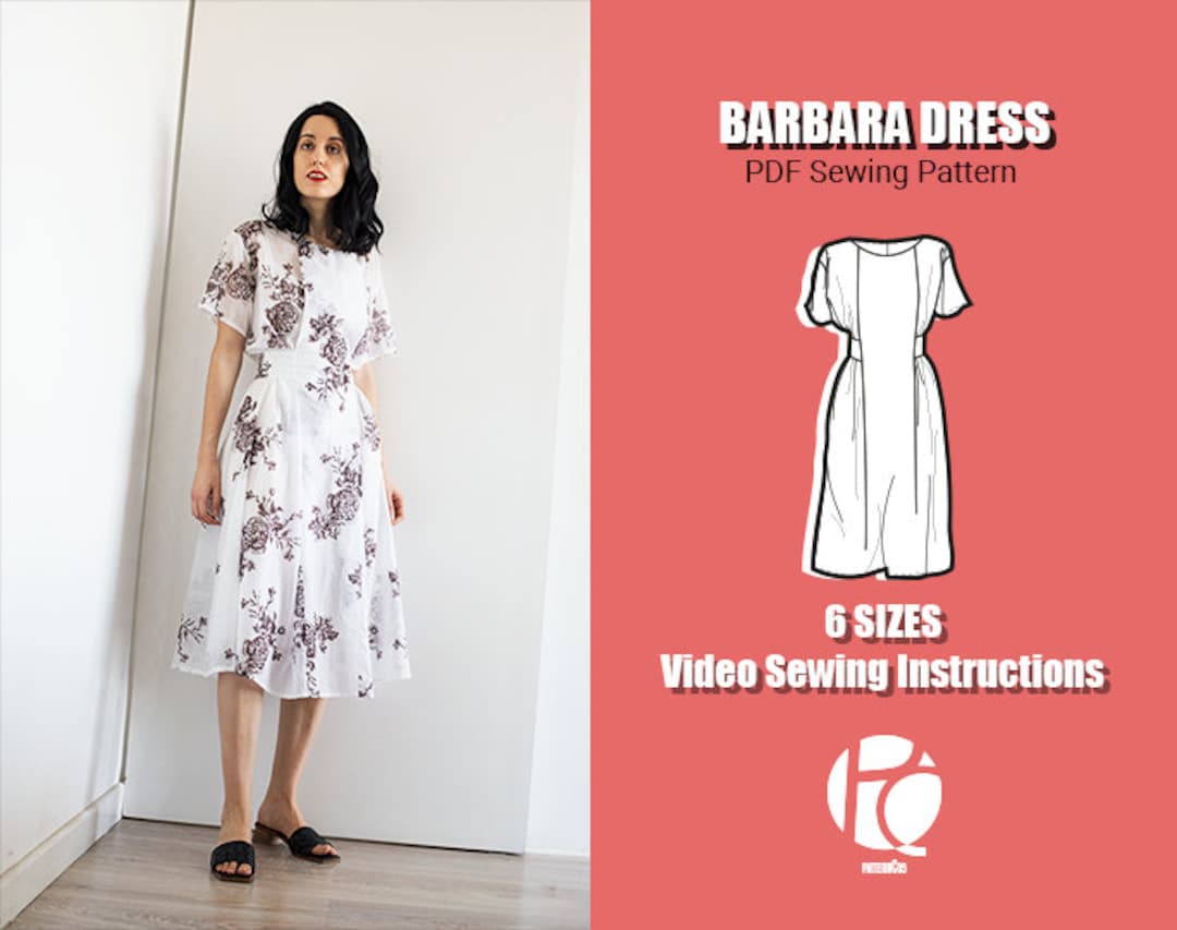 Barbara Midi Vintage inspired Dress 6 SIZES PDF Sewing - Etsy