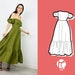 Isila Midi A silhouette ruffled dress. Off-shoulder cocktail style | 6 SIZES | PDF Sewing pattern 