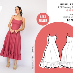 Cartamodello base per abito midi / Cartamodello per gonna a ruota da donna / Cartamodello facile per abito midi da sposa / 10 taglie / Cartamodello in PDF