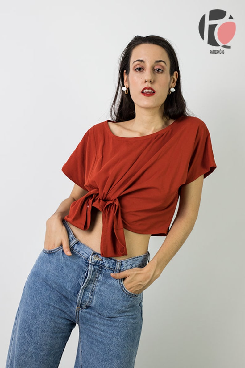 Patrón de vestido midi anudado / Patrón de vestido acampanado para mujer / Patrón de blusa drapeada anudada / Vestido cómodo / 6 TALLAS / Patrón de costura en PDF imagen 10