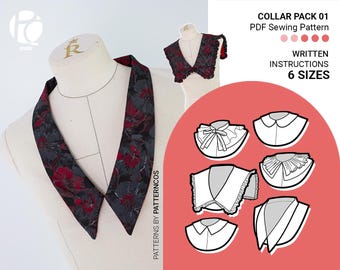 Collar Pattern Pack. Peter Pan & Sailor Collars for blouses | 6 SIZES | PDF Sewing pattern