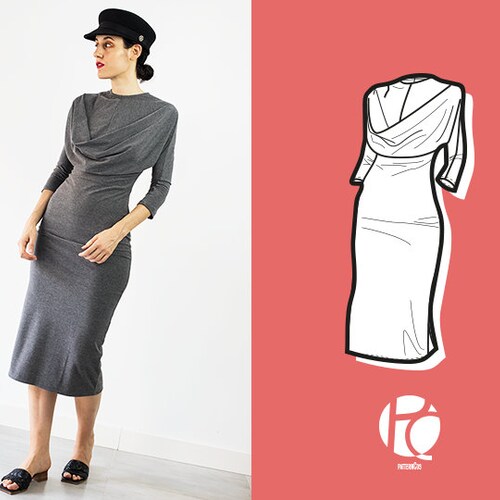 Cowl Neck Slip Dress Sewing Pattern Etsy