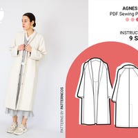 Women Coat Pattern | Winter Coat Pattern | Long Coat Sewing Pattern ...