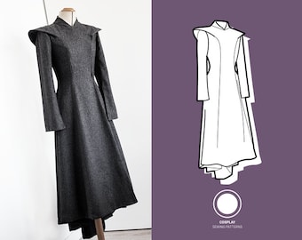 Fantasy medieval dress sewing pattern | Dragon coat sewing pattern | Cosplay Sewing Pattern
