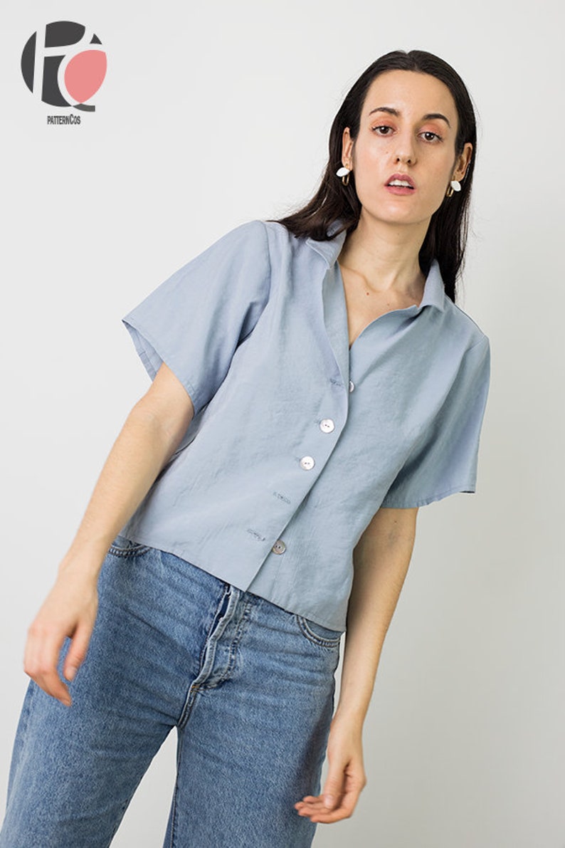 Cozy blouse sewing pattern Lapel collar shirt pattern for women Buttoned Geller Blouse 9 SIZES Digital PDF Sewing pattern image 6