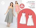 Side gathered dress sewing pattern | Paneled dress pattern | Round neck | Summer midi or mini dress pattern | 10 SIZES | PDF Sewing pattern product logo