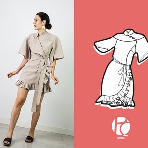 Mei Wrapped Dress And Japanese Sleeve | 6 SIZES | PDF Sewing pattern