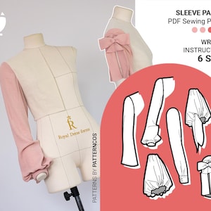 Daily sleeve sewing pattern pack | Bell sleeve pattern | Shirt sleeve pattern | Balloon and lantern sleeve | 6 SIZES | PDF Sewing pattern