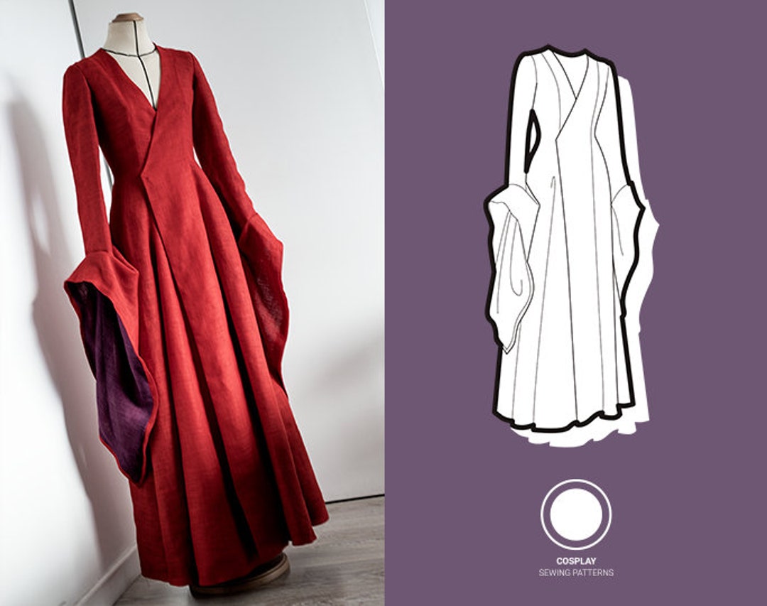 Medieval Dress Sewing Pattern Melisandre Dress Pattern Cosplay Sewing Pattern Fantasy Renaissance Inspired Dress Pattern Etsy