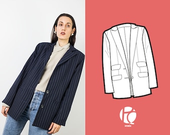 Paige Oversized Suit Jacket Or Blazer | 6 SIZES | PDF Sewing pattern