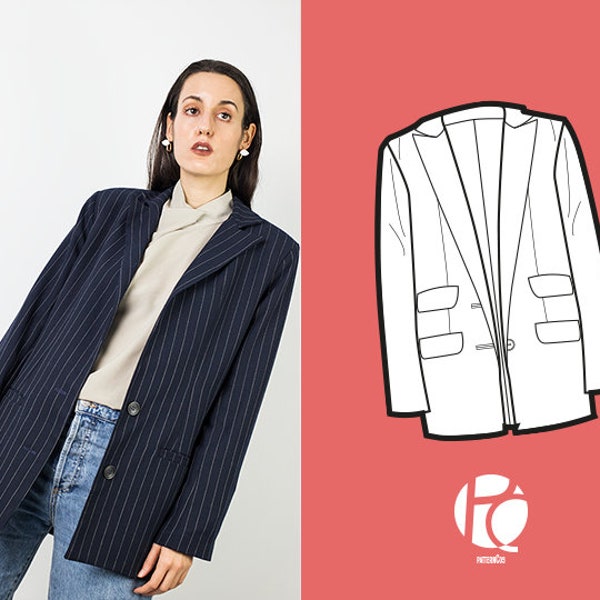 Paige Oversized Suit Jacket Or Blazer | 6 SIZES | PDF Sewing pattern