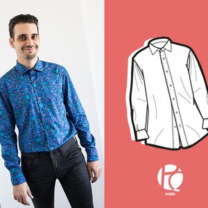 Male Customed Fit Shirt  | 6 SIZES | PDF Sewing pattern