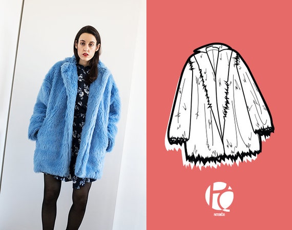 Patterned faux top fur coat
