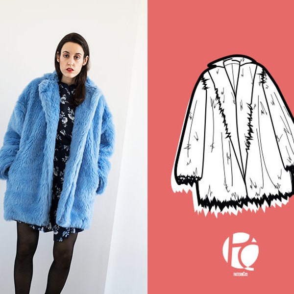 Joseph Faux-fur Oversized Coat  | 6 SIZES | PDF Sewing pattern