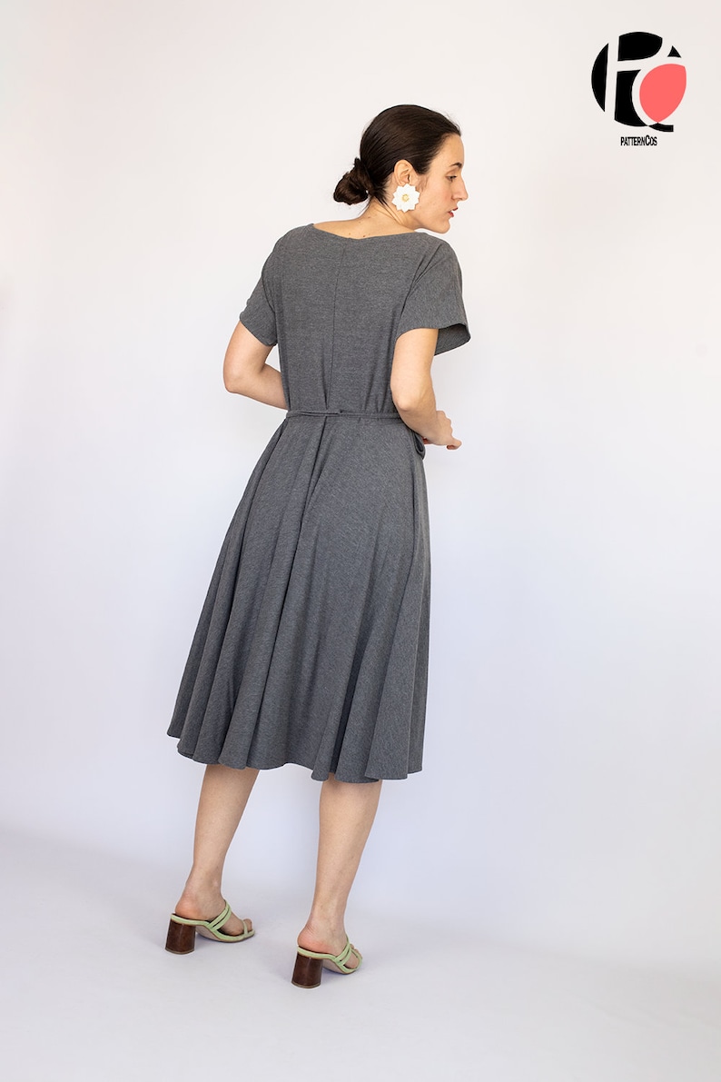 Patrón de vestido midi anudado / Patrón de vestido acampanado para mujer / Patrón de blusa drapeada anudada / Vestido cómodo / 6 TALLAS / Patrón de costura en PDF imagen 6