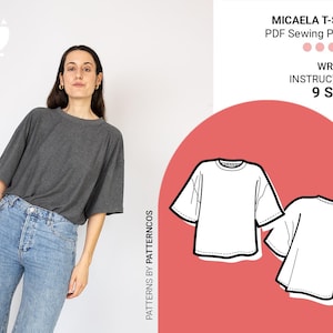 Cartamodello base per maglietta / Cartamodello per top sportivo facile / Cartamodello per maglietta unisex oversize con maniche corte / 9 TAGLIE / Cartamodello PDF