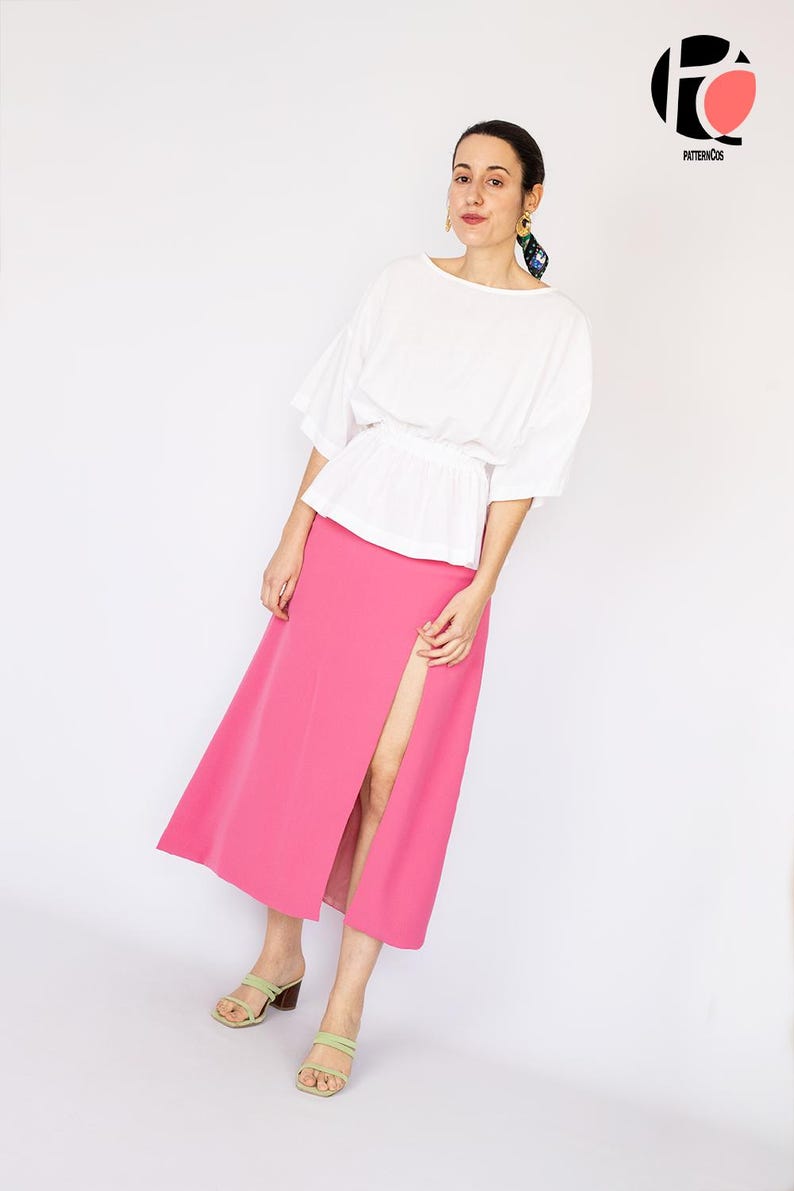 Wide Elastic Fitted Waist Blouse sewing pattern | Easy top pattern for women | Cozy blouse design | 9 SIZES | PDF Sewing pattern image 4