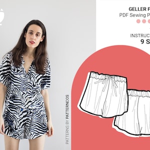 Basic pajama shorts sewing pattern | Elastic waistband pants pattern | Cozy shorts pattern | 9 SIZES | PDF Sewing pattern