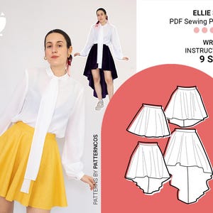 Patrón de costura de falda circular / 4 LARGOS / Linda falda con cola / Patrón de falda acampanada fácil para cosplay / 9 TALLAS / Patrón de costura PDF