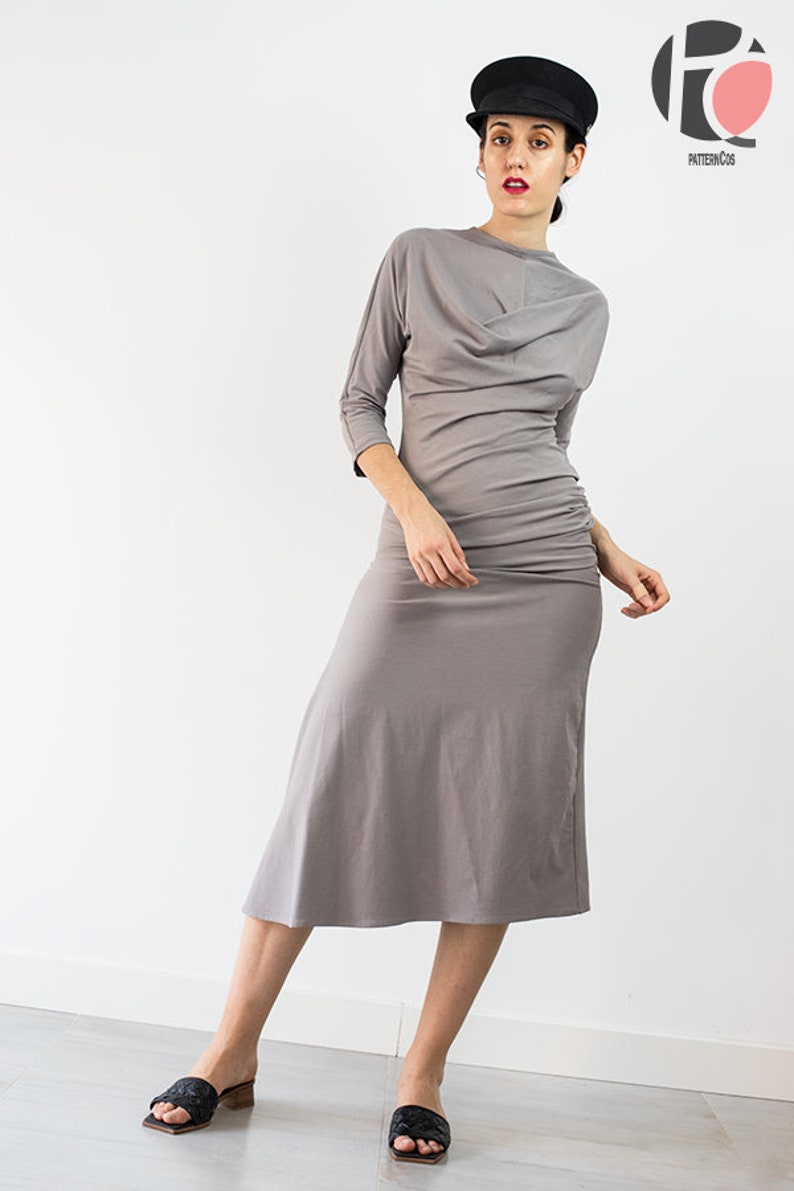 Laia Fitted Knit Dress With Cowl Neck 6 SIZES PDF Sewing pattern image 7