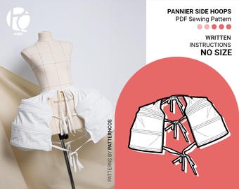 Molde para armação lateral de anáguas do século XVIII | Molde para armação rococó | Molde para robe à la française | SEM TAMANHO | Molde em PDF