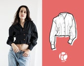 Aimi Buttoned Waist-fitted Blouse 6 SIZES PDF Sewing pattern