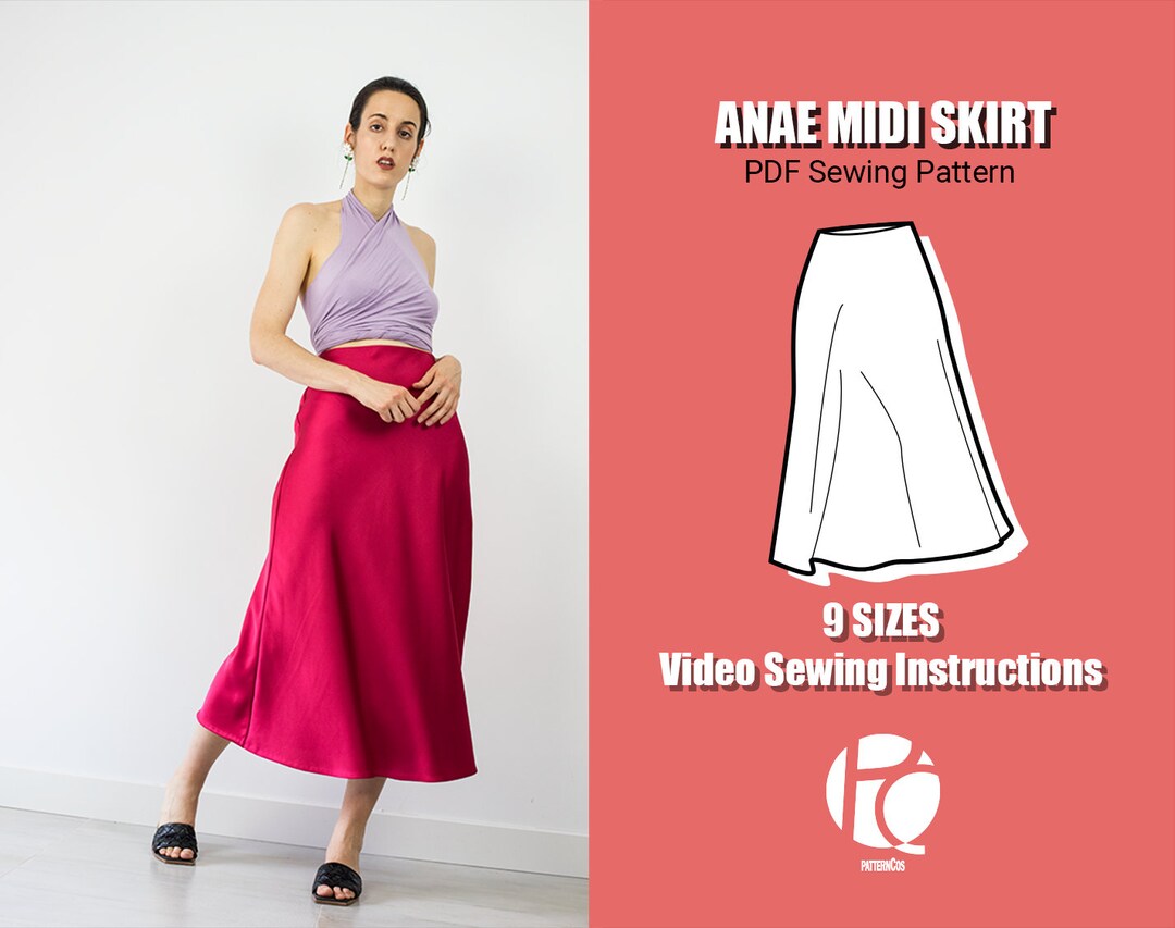 Easy Midi Bias Skirt Sewing Pattern Cozy Silky Skirt Pattern Slip Skirt