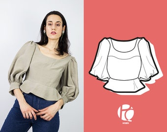 Carole Puffed Sleeve Blouse | 6 SIZES | PDF Sewing pattern
