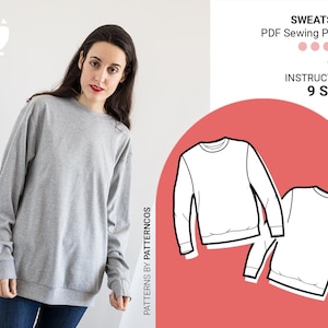 Naaipatroon sportsweater | Eenvoudig truipatroon | Uniseks basic sweaterpatroon | 9 MATEN | PDF-naaipatroon