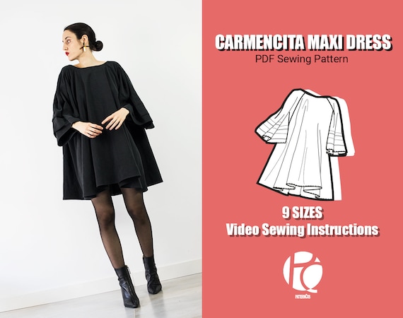 Maxi Loose-fit Dress Sewing Pattern Wide Midi Dress Pattern for