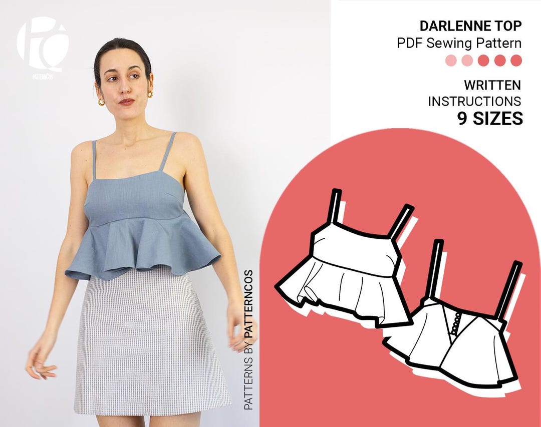 Patrón de costura de blusa de verano Patrón de blusa de tirantes