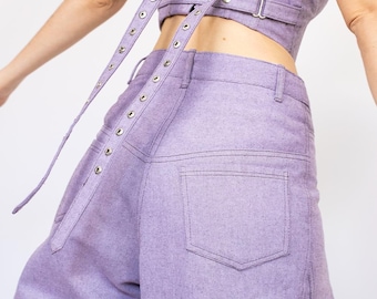 ★E.B.M★ Stitch Detail Out Pocket Pants EMP1DPT030 Wholesale Women Fashion Low Waist Three-Dimensional Pocket