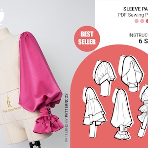 Princess sleeve pack sewing pattern | Tiered sleeve pattern | Balloon or lantern sleeve pattern | 6 SIZES | PDF Sewing pattern