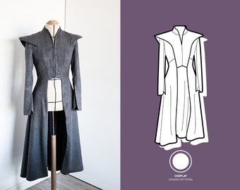 Fantasy medieval dress sewing pattern | Dragon coat sewing pattern | Cosplay Sewing Pattern