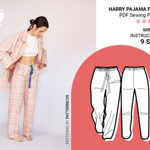 Basic pajama pants sewing pattern | Easy pants with pockets pattern | Tracksuit pants pattern  | 9 SIZES | PDF Sewing pattern