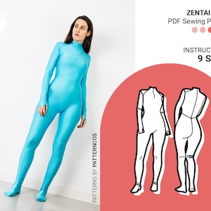 Elastischer Body Schnittmuster | Cosplay Zentai Muster | Superhelden Anzug Schnittmuster | Gymnastik-Stretch-Anzug | 9 GRÖßEN | PDF Schnittmuster
