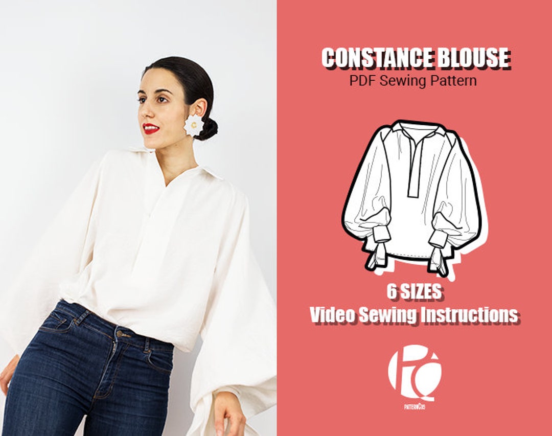 Constance Puffed Ranglan Sleeve Blouse 6 SIZES PDF Sewing 