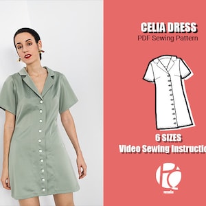 Celia Sixties Buttoned Dress | 6 SIZES | PDF Sewing pattern