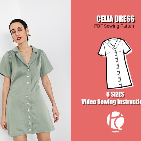 Celia Sixties Kleid mit Knöpfen | 6 GRÖßEN | PDF Schnittmuster
