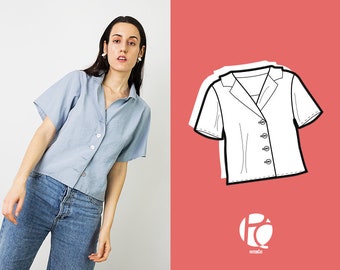 Geller Blouse With Lapel Collar | 6 SIZES | PDF Sewing pattern