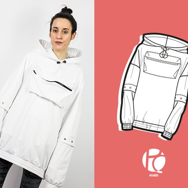 Jones Oversized Hoodie Sweatshirt | 6 SIZES | PDF Sewing pattern